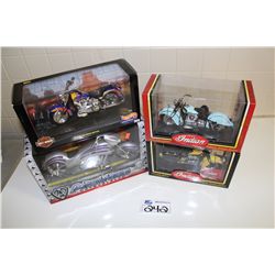 LOT OF 4 DIFFERENT 1:10 SCALE MOTORCYCLE DIE CAST MODELS NEW IN BOX