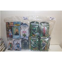 LARGE LOT OF BATMAN, HISTORY OF DC UNIVERSE, ETC ACTION FIGURES NEW IN BOX