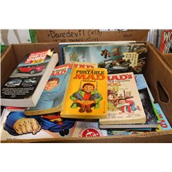 BOX OF ASSORTED MAD MAGAZINES/COMICS ETC