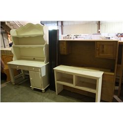 WHITE DESK AND HEADBOARD,