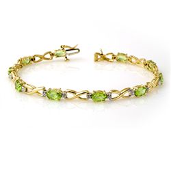 Genuine 5.03 ctw Peridot & Diamond Bracelet Yellow Gold