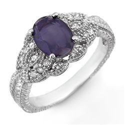 Genuine 1.35 ctw Iolite & Diamond Ring 14K White Gold