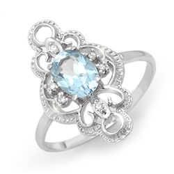 Genuine 0.83 ctw Blue Topaz & Diamond Ring White Gold