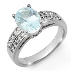 Genuine 2.75 ctw Aquamarine & Diamond Ring 14K Gold