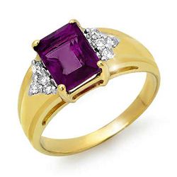 Genuine 1.45ctw Amethyst & Diamond Ring 10K Yellow Gold