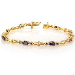 Genuine 2.75 ctw Tanzanite & Diamond Bracelet 10K Gold