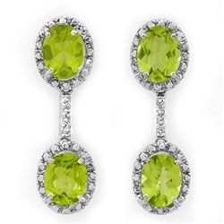 Genuine 8.10 ctw Peridot & Diamond Earrings White Gold