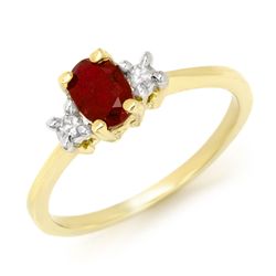 Genuine 1.36 ctw Ruby & Diamond Ring 10K Yellow Gold