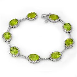 Genuine 20.33 ctw Peridot & Diamond Bracelet White Gold