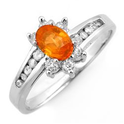 Genuine 1.08 ctw Orange Sapphire & Diamond Ring 10K White Gold