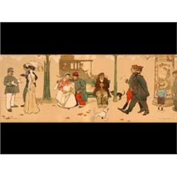 A Pair of Coloured Prints, by Tom Browne, A P...