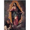 Image 1 : ESCUELA SEVILLANA, HACIA 1600.Pur¡sima con fraile jerónimo en oración. Oleo / lienzo. 87 x 63 cm....