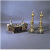 Image 1 : Pareja de morillos de chimenea en el gusto del S.XVII en hierro fundido y bronce.Trabajo español,...