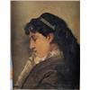 Image 1 : NAVARRO ( Escuela española, h.1900)."Retrato de mujer joven de perfil" Oleo/tabla. 45 x 36 cms....