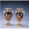 Image 1 : Pareja de jarrones en porcelana de Par¡s, h. 1830. Altura: 26 cmsDecorados con escenas de taberna...