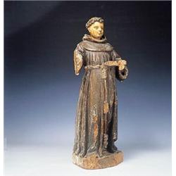 Escuela española, segunda mitad S.XVII."San Antonio de Padua" Altura: 89 cms.Madera tallada y pol...