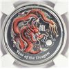 Image 2 : 2012 1/2 OZT .999 FS AUSTRALIA DRAGON COLORIZED NGC PF-69 UC