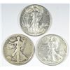 Image 1 : 3 DIFFERENT WALKING LIBERTY HALF DOLLARS ( 18-S, 37-S, 41) VG-AU