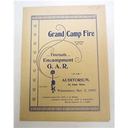 1896 13TH ENCAMPMENT OF THE G.A.R. GRAND CAMPFIRE PROGRAM BOOKLET