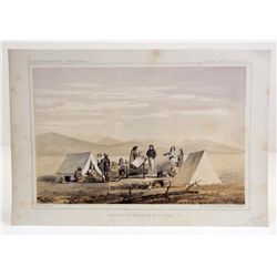 RARE EARLY "AWAITING THE RETURN OF MR. TINKHAM" USPRR RAILROAD SURVEY PRINT