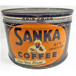 VINTAGE SANKA COFFEE ADVERTISING TIN