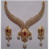 Image 1 : Diamond 12.16 Ctw ,Ruby 2.72 Ctw and 14kt Gold 51.858g Necklase and Earring Set