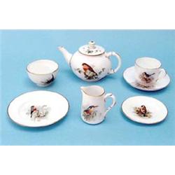 A Royal Worcester porcelain 24 piece tea service, each piece painted with differing named ornitho...