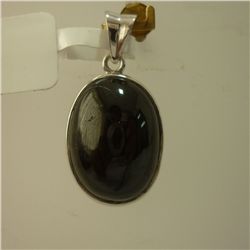 23.75 CTW BLACK STONE PENDANT .925 STERLING SILVER