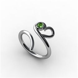 Green Tourmaline 0.12 ctw Heart Design Ring 18kt