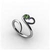 Image 1 : Green Tourmaline 0.12 ctw Heart Design Ring 18kt