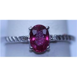 10.00 CTW RUBY AND DIAMOND RING .925 STERLING SILVER