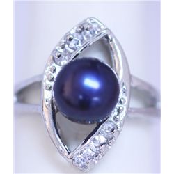 BLACK PEARL AND CZ RING