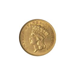 Early Gold Bullion $3 Liberty Almost Uncirculated