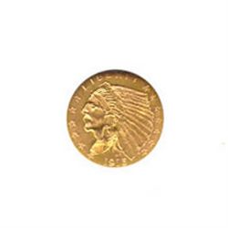 Early Gold Bullion $2.5 Indian Almost Uncirculated