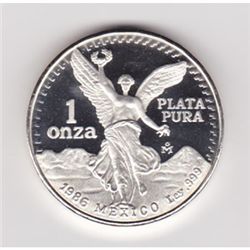 Mexico 1 ounce silver Libertad Proof 1986