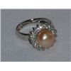 Image 1 : PEACH PEARL WITH CZ BANGLE SILVER RING *** METAL: SILVE