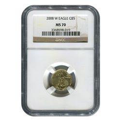 Certified American $5 Gold Eagle W MS70 NGC (date of ou