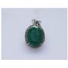 Image 1 : 18.05 CTW EMERALD AND DIAMOND PENDANT .925 STERLING SIL