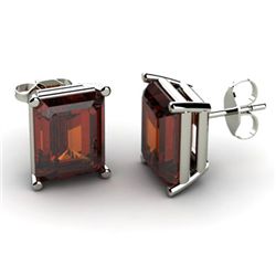 Genuine 12.70 ctw Garnet Earring 14k W/Y Gold