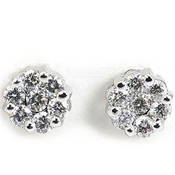 Genuine  1.05 ctw Diamond Earring 18KT White  Gold