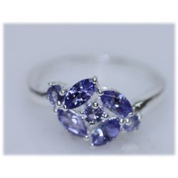 10.14 CTW TANZANITE RING .925 STERLING SILVER