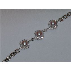 ELITE LAVENDER PEARL CZ SILVER BRACELET****METAL: SILVE