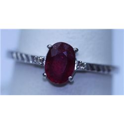 9.40 CTW RUBY AND DIAMOND RING .925 STERLING SILVER