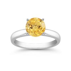 Genuine 1.25 ctw Citrine Solitaire Ring 14kt Gold-White