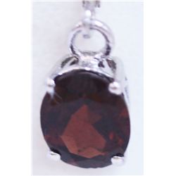 GARNET PENDANT .925 STERLING SILVER