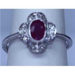 8.75 CTW RUBY AND DIAMOND RING .925 STERLING SILVER