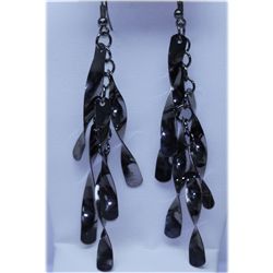 36.25 CTW BLACK STEEL DANGLING EARRING