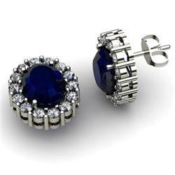 Genuine 3.64 ctw Sapphire Diamond Earring 10k W/Y Gold