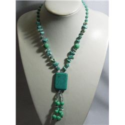 BEADED BLUE TURQUOISE 353.00CTW LONGSTRAND NECKLACE 20I