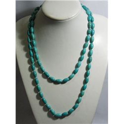 BEAN-SHAPED 426.00CTW BLUE TURQUOISE LONGSTRAND NECKLAC